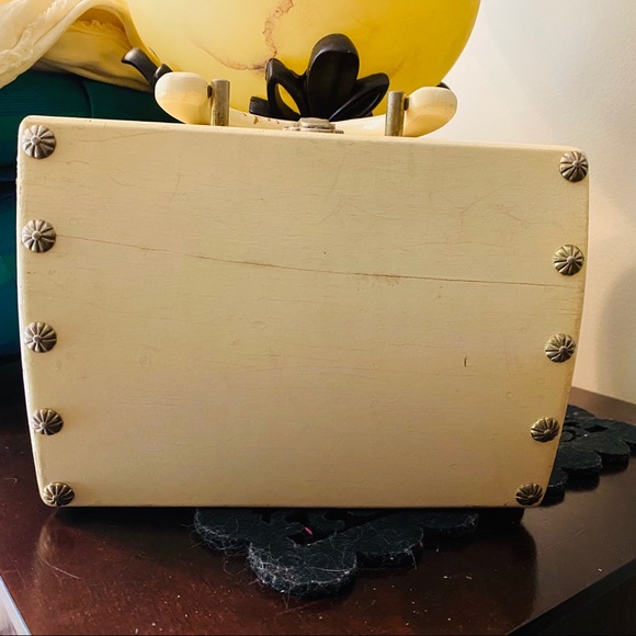 VTG 50s • Portable Handheld Wooden Box Bag - Picture 14 of 14